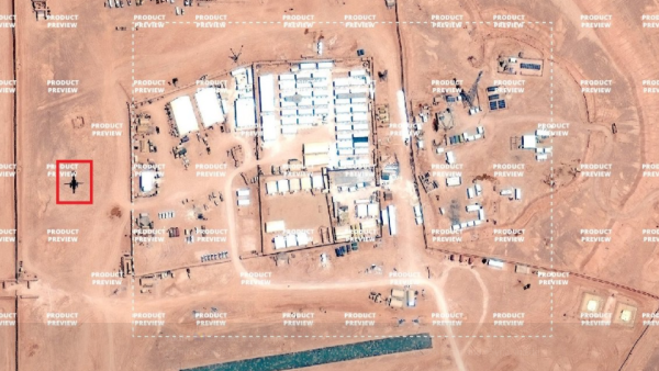 An image from Twitter which reportedly shows the US base in Syria. This image is not verified. (Twitter: @aldin_ww)
