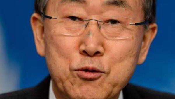 Ban Ki-Moon gives a press conference on Syria in Montreux on January 22, 2014. (AFP/File)