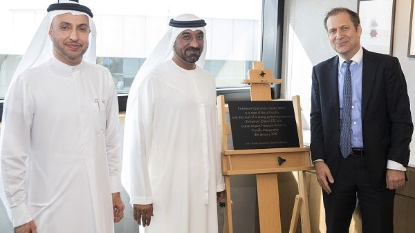His Highness Sheikh Ahmed Bin Saeed Al Maktoum, Chairman of Dubai Airport Freezone Authority (DAFZA) along with His Excellency Dr. Mohammed Al Zarooni, Director General of DAFZA and Dr. Christoph Thomet, Chief Operating Officer of Richemont Middle East & India, during the inauguration ceremony.