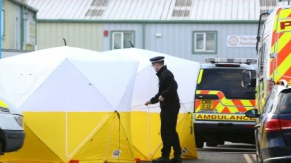 British emergency services put a tent over the bench where Sergei Skripal and his daughter, Yulia, were found (AFP/File Photo)	