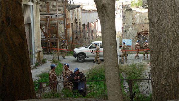 UN soldiers are seen at the buffer zone dividing Turkish and Greek Cyprus. (Flickr)