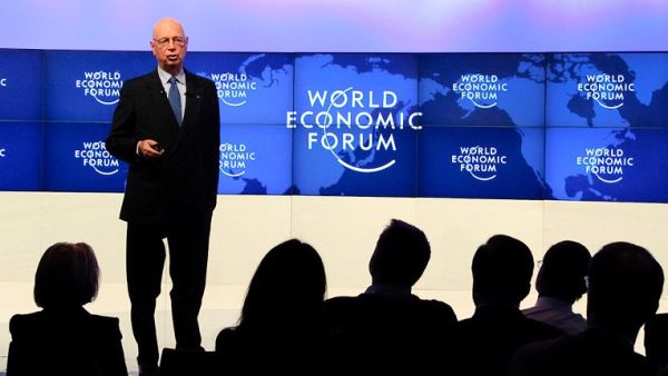 Klaus Schwab speaks during the opening session of the World Economic Forum (WEF) in Davos. (Fabrice Coffrini/ AFP)
