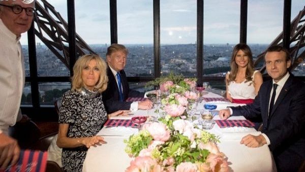 French President Macron hosts U.S. President Trump for dinner reception (AFP/File Photo)