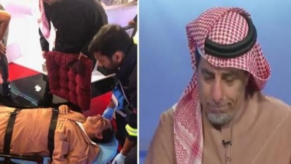 محلل قنوات دبي الرياضية يسقط مغشيا عليه على الهواء