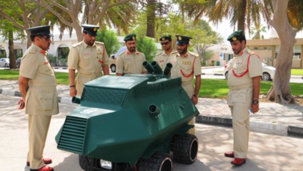 Dubai police view their new remote riot car (source: 7Days)