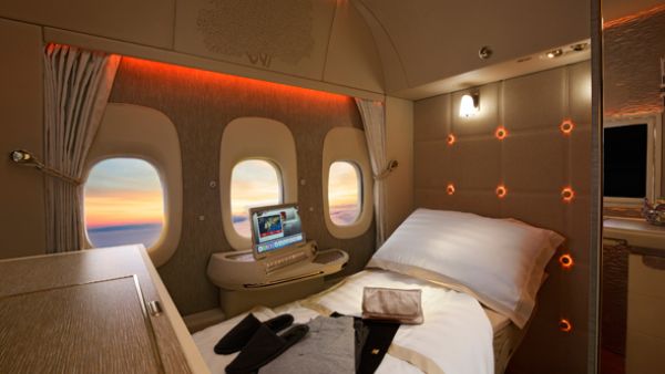 The overhauled suites show large rooms, plush designs and bright, airy cabins that are completely sealed off from the rest of the plane. (Courtesy of Emirates)