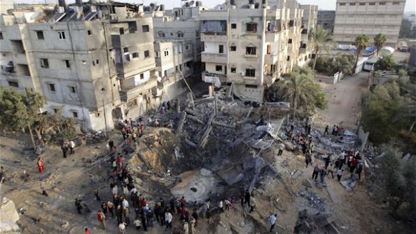 Leftover destruction is seen in Gaza from the last major conflict with Israel in 2014. (AFP/File)
