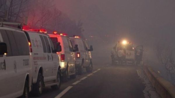 سيارات اسعاف اسرائيلية قرب حيفا 
