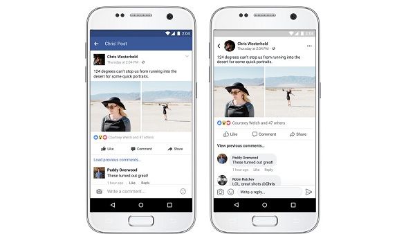 التغيير الأبرز هو في طريقة عرض التعليقات على المنشورات لتصبح تبدو أشبه برسائل محادثة دردشة مسنجر من خلال عرض فقاعة الحوار بدلاً من الخط الفاصل ما بين التعليقات. 