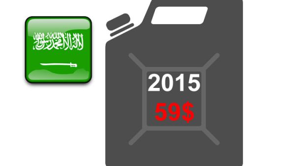 الحكومة السعودية قد بنت موازنة العام القادم 2015، على سعر نفط 59 دولارا للبرميل (خام برنت)