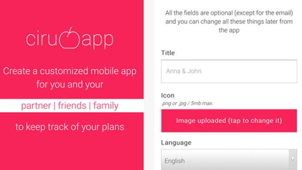 من الخدمات المتميزة والمختلفة عن بقية الخيارات المتوفرة خدمة تُدعى ciruapp، والتي تُتيح للمستخدم إمكانية عمل تطبيق بدقائق معدودة خاص به وبشخص آخر من طرفه، سواءً كان شريكته في الحياة، أم أحد أفراد عائلته أم أصدقائه، ليتم من خلاله تنظيم المهام الخاصة بهم بسهولة
