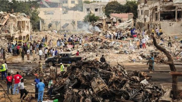 The truck attack at the capital's busiest intersection destroyed buildings, restaurants, and hotels (AFP)