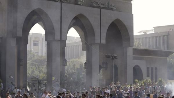 Al Azhar has been one of the key sites of pro-Morsi protests since the former Islamist president's oust in July (Courtesy of Voice of America)
