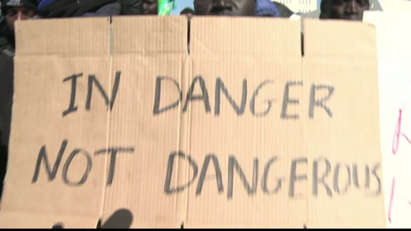 African migrants gather in Jerusalem to protest against Israel's migration policies (Screenshot/Youtube)