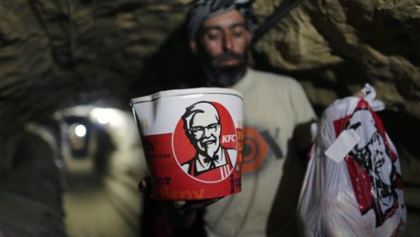 Despite prohibitions, residents of Gaza just couldn't satisfy their craving for this mass-produced American fried chicken. (imgur)
