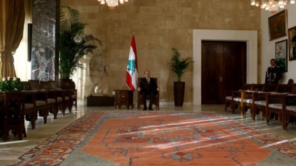 Lebanese lawmakers elected Michel Aoun, seen in the presidential chair October 31, 2016. (AFP/File)