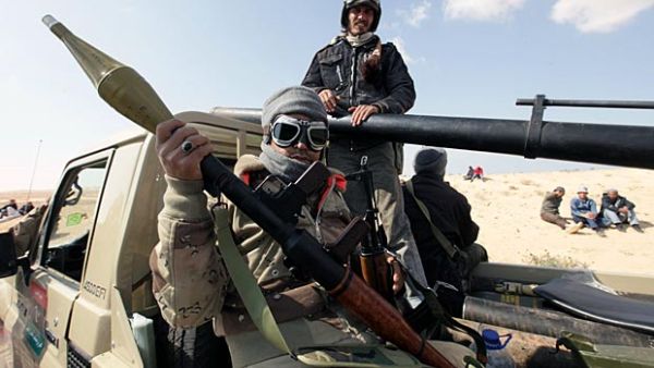 Libyan rebels on the road between Ajdabiya and Benghazi. (AFP/File)
