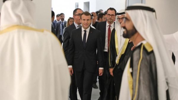French president Emmanuel Macron tours Louvre Abu Dhabi, on November 8, 2017. (Ludovic Marin/ AFP)