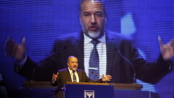 Israeli Foreign Minister Avigdor Lieberman gives a speech during the launch of the Likud-Beitenu elections campaign on December 25, 2012 in Jerusalem. (AFP PHOTO/GALI TIBBON)