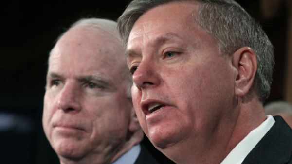 US Lawmakers John McCain and Lindsey Graham expressed doubts regarding the success of the proposed Geneva peace talks in ending the conflict in Syria (AP) US Lawmakers John McCain and Lindsey Graham expressed doubts regarding the success of the proposed Geneva peace talks in ending the conflict in Syria (AP)