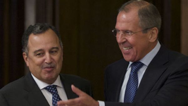Foreign Minister Sergei Lavrov met with his Egyptian counterpart Nabil Fahmy in Cairo yesterday. The pair were accompanied by their respective Defense ministers, Sergei Shoigu and Abdel Fattah el-Sisi (AP)