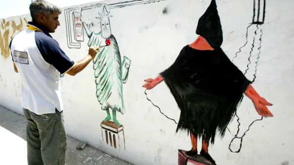 Male and female prisoners from around Jordan use paint strokes as rehab or therapy.