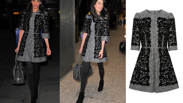 Amal's grey and black dress is the envy of many fashionistas around the world. (Image: Socialmention.com)