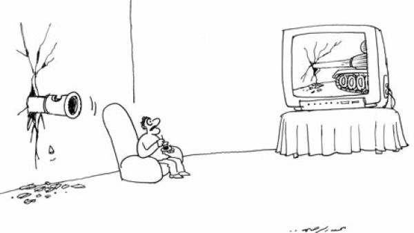 A cartoon by Abdul Raheem Yassir, part of the Iraqi pavilion at the Venice Biennale. (Image: Ruya Foundation)