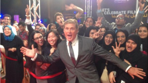David Hasselfhoff celebrating it up in Abu Dhabi