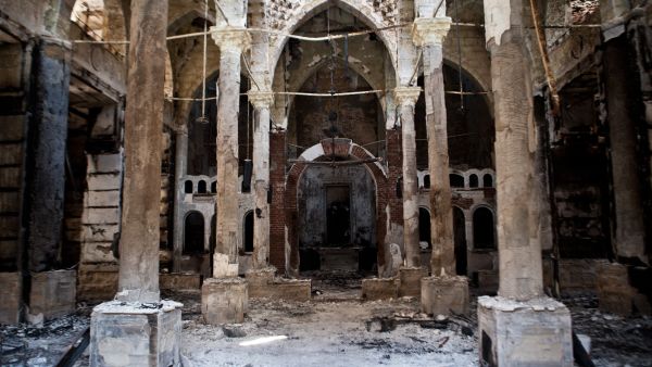 Amir Tadros coptic Church in Minya, some 250 kms south of Cairo, was set ablaze on August 14. Egypt's Christians are living in fear after a string of attacks against churches, businesses and homes of Christians (AFP/VIRGNIE NGUYEN HOANG)