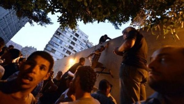 Protestors storm the embassy in Egypt