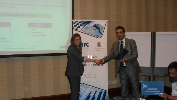 Participants received certificates from Dr. Majdy Zuriekat, Administrative and Financial Director at TAGSB and Yehia El Husseiny, Operations Officer at IFC