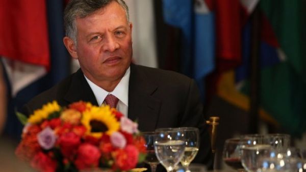 King Abdullah II of Jordan attends a luncheon at the UN in New York. He called for international help on the Syrian crisis, and warned that Jordan cannot continue to support the Syrian refugees alone. (AFP)