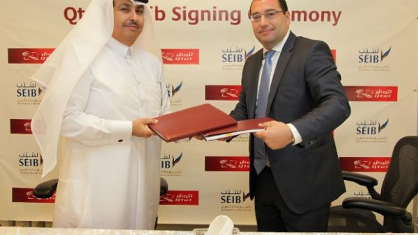 الشيخ سعود بن ناصر آل ثاني، الرئيس التنفيذي لكيوتل قطر وفريد شديد، الرئيس التنفيذي لشركة سيب للتأمين وإعادة التأمين