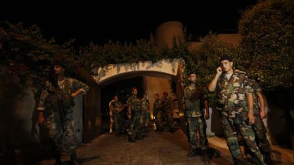 Lebanese army soliders stand outside of Beirut on August 2. (AFP)