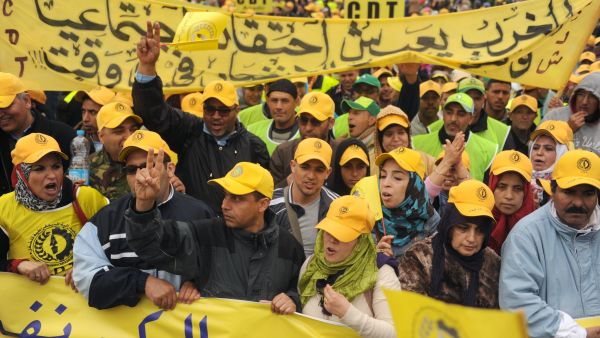 Thousands of Moroccans took to the streets to protest unemployment and economic reforms on Sunday (FADEL SENNA / AFP)