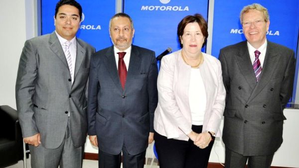 Samer Bedair, Motorola Country Manager; Magued Osman, Egyptian ICT Minister; Margaret Scobey, the U.S. Ambassador to Egypt; and Graeme Hobbs, Chairman of Motorola Samer Bedair, Motorola Country Manager; Magued Osman, Egyptian ICT Minister; Margaret Scobey, the U.S. Ambassador to Egypt; and Graeme Hobbs, Chairman of Motorola