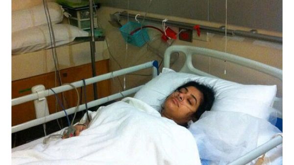 Shahed on her sick bed (Image: Instagram)