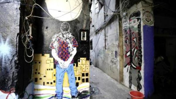 The murals cover 2,000 square feet of the walls in Shatila Mosque Square.