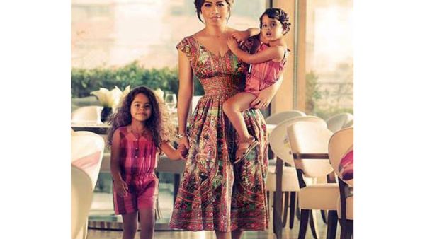 Singer Sherine Abdel Wahab with her two daughters Mariam and Hana. (Image: Facebook)