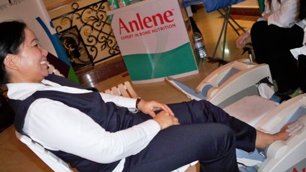 A lady enjoying relaxation while being given useful health information