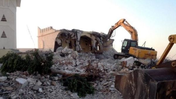 The wreckage of the Sufi mosque