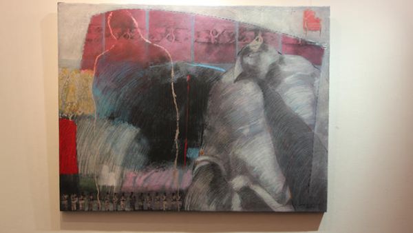'The artist adds chairs, policemen and darker shapes and colours to portray his own feelings on the uprising.'