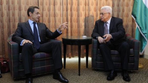 لقاء بين الرئيس الفلسطيني محمود عباس والرئيس الفرنسي نيكولا ساركوزي في نيويورك ا