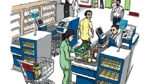 Abu Dhabi police released these cartoons to illustrate the moment a shoplifter swallowed the fake notes