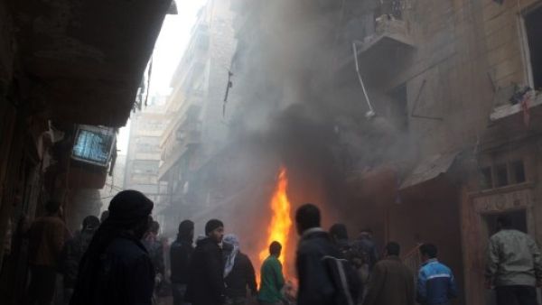 Syrian regime forces launched fresh air raids on Aleppo Sunday (Mohammed Al Khatieb/AFP)