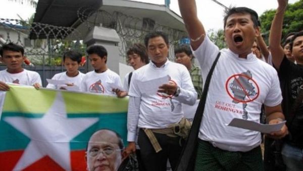 The anti-Rohingya protests continue in Myanmar
