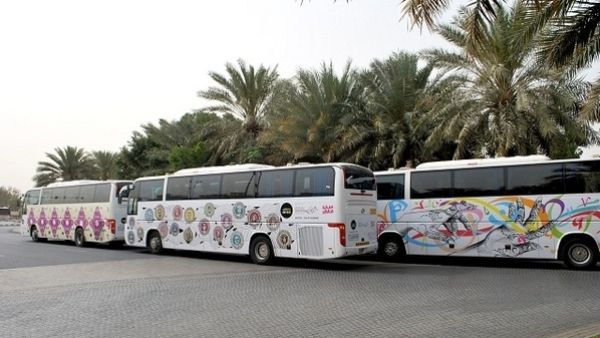 The buses are decorated with specially commissioned work by locally-based young artists. (Image courtesy ArtintheCity)