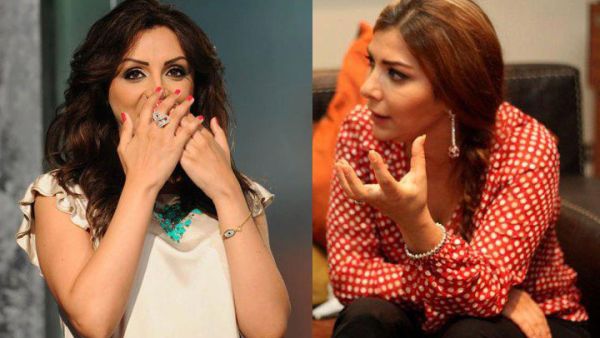 Asala Nasri and Angham can't believe what happened! (Images: Facebook)
