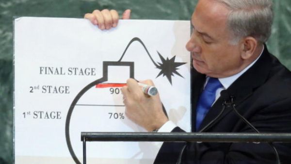 Bibi Netanyahu treats the UN to a graphic bomb visual